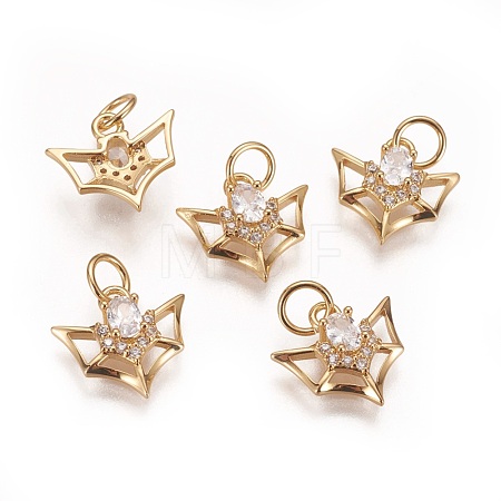 Brass Micro Pave Cubic Zirconia Charms KK-K238-09G-1