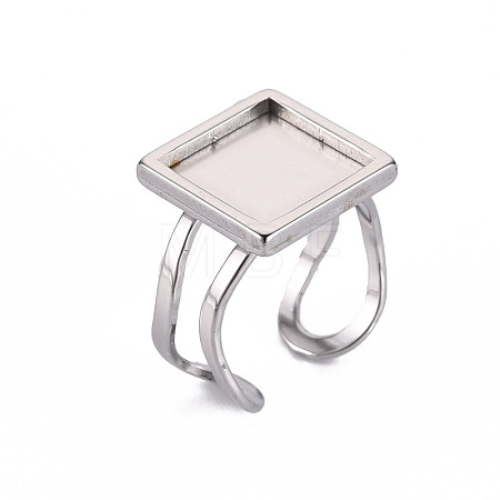 Tarnish Resistant 201 Stainless Steel Cuff Pad Ring Settings STAS-S080-041B-P-1