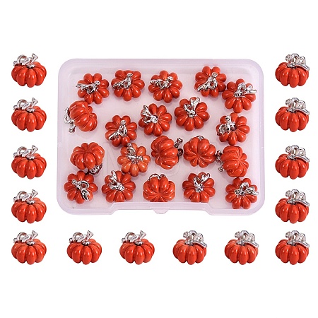 30 Pieces Pumpkin Charms Pendants Thanksgiving Pumpkin Charms Alloy Enamel Charm for Jewelry Necklace Bracelet Earring Making Crafts JX294A-1