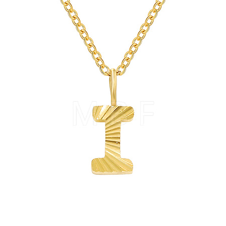 Personalized Stainless Steel Textured Alphabet Initial Pendant Necklaces for Women Men RF0956-9-1