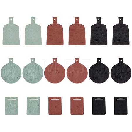 6 Bags 3 Styles Wood Plate Display Decorations DJEW-FG0001-46-1
