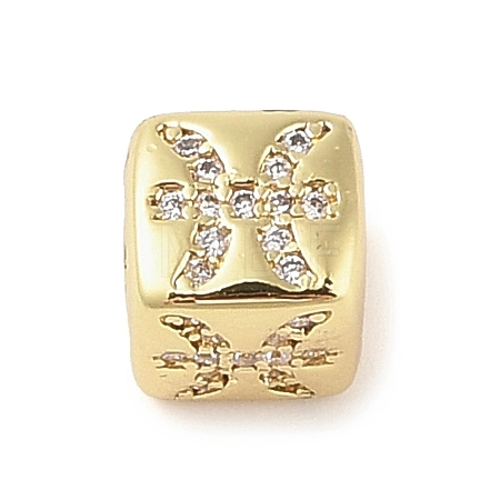 Brass Micro Pave Clear Cubic Zirconia European Beads KK-K368-01G-12-1