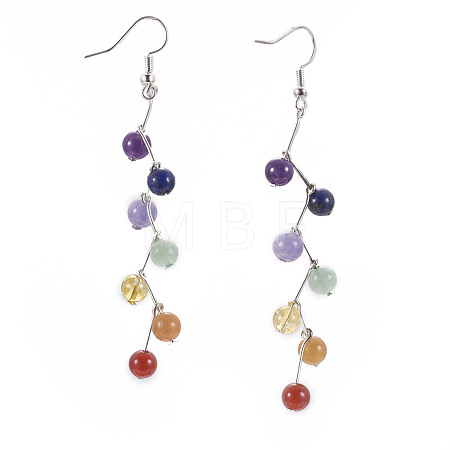 Natural Mixed Stone Dangle Earrings EJEW-JE02978-01-1