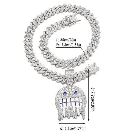 Alloy Full Crystal Rhinestone Pendant Necklaces for Men FS-WGC5342-05-1