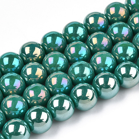 Electroplate Opaque Glass Beads Strands X-GLAA-T032-P8mm-AB12-1