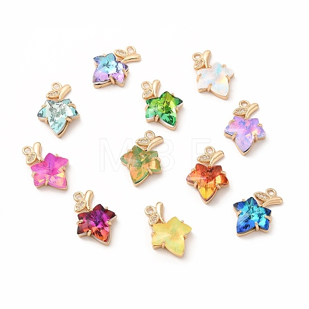 Brass with K9 Glass Charms KK-B071-14G-1