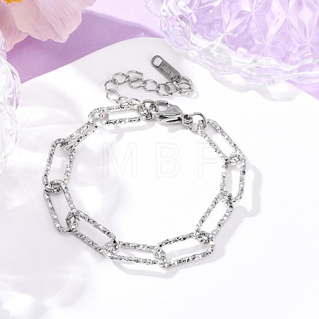 304 Stainless Steel Paperclip Chain Bracelets for Women Men BJEW-A048-01P-1