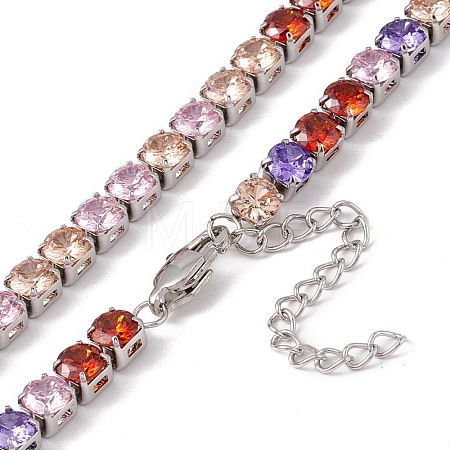 Classic Cubic Zirconia Tennis Necklace NJEW-G017-02B-P-1