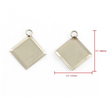Tarnish Resistant Stainless Steel Pendant Cabochon Settings STAS-Q168-12-1