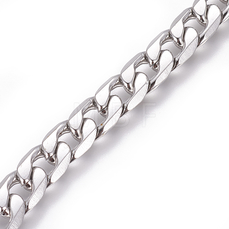 Tarnish Resistant 201 Stainless Steel Cuban Link Chains CHS-L020-036A-P-1