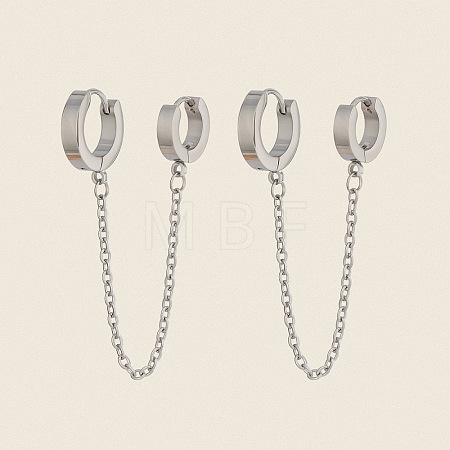 304 Stainless Steel Double Hoop Earrings LS-MR5032-1