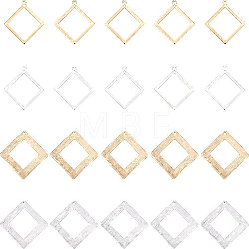 40Pcs 4 Style  Rack Plating Eco-friendly Brass Pendants KK-FH0004-06-1