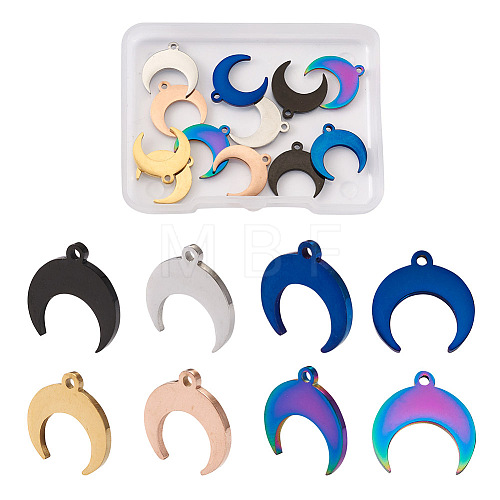 12Pcs 6 Colors Stainless Steel Pendants STAS-TA0001-34-1