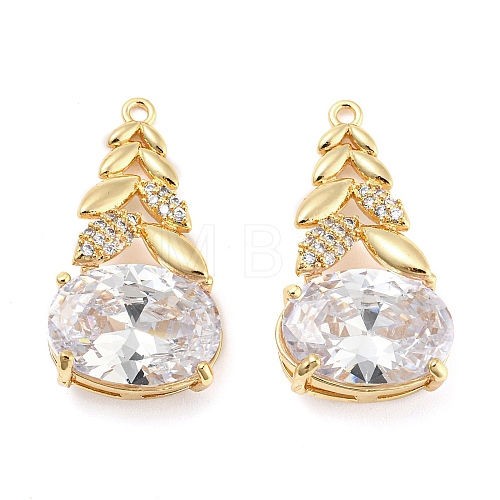 Brass Micro Cubic Zirconia Pendants KK-Q789-29G-1