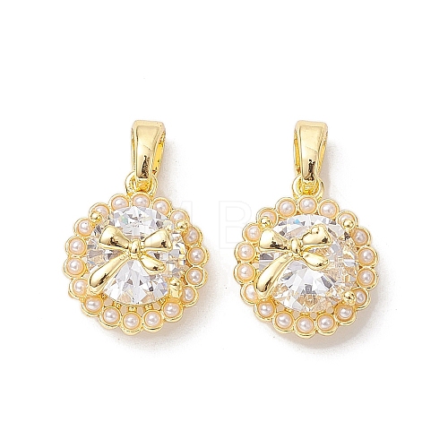 Brass Micro Pave Clear Cubic Zirconia Charms KK-K360-15G-1
