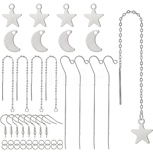 BENECREAT Moon & Star Dangle Earrings DIY Making Kit DIY-BC0004-50-1