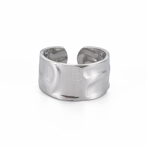 Non-Tarnish 304 Stainless Steel Hammered Cuff Ring X-RJEW-N038-045P-1