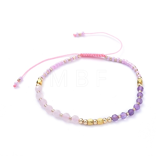 Adjustable Nylon Thread Braided Bead Bracelets BJEW-JB05161-01-1