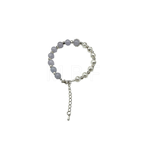 Natural Aquamarine Round Beaded Bracelet NC1314-02-1