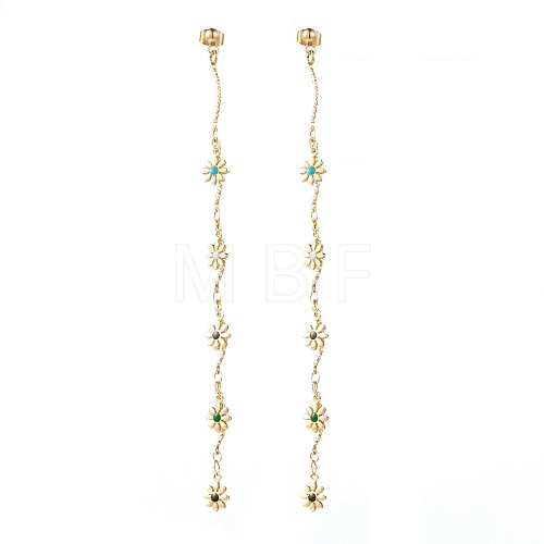 Brass Enamel Chain Tassel Earrings EJEW-JE05783-1