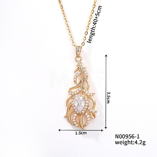 Exquisite Fashion Rose Necklace with Full Rhinestone Water Drop Pendant FM1408-1-1