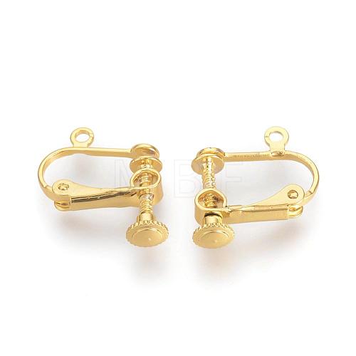 Brass Screw Clip-on Earring Findings KK-R071-04G-1