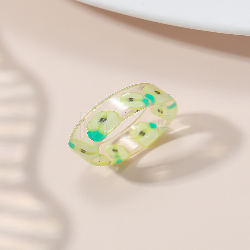 Summer Transparent Resin Fruit Pattern Finger Rings for Women WGF91BA-11-1