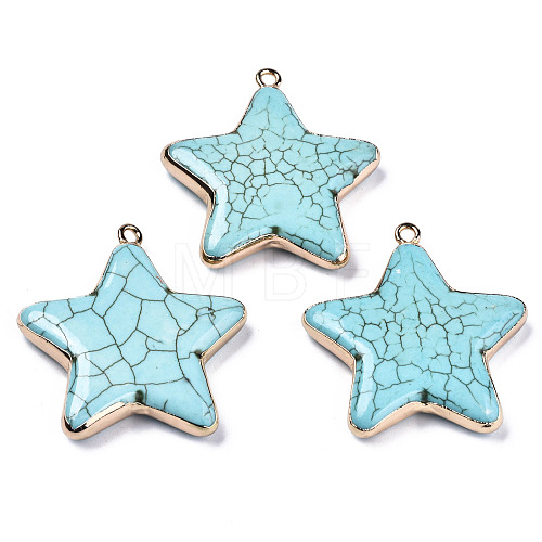 Star Synthetic Turquoise Pendants G-N326-69A-01-1
