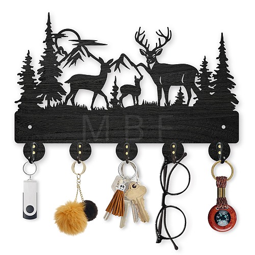 Wood & Alloy Wall Mounted Hook Hangers DIY-WH0606-003-1