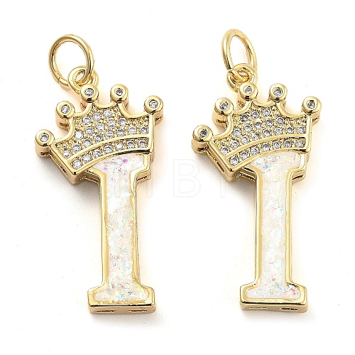 Brass Micro Pave Clear Cubic Zirconia Pendants KK-G498-01I-02-1