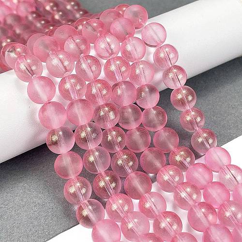 Frosted Transparent Glass Bead Strands GLAA-P065-8mm-03-1