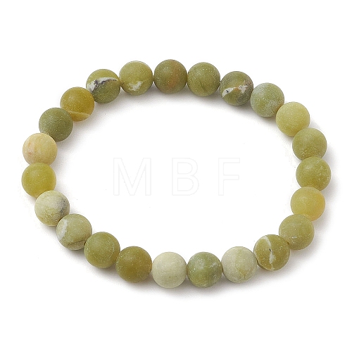 Frosted Natural TaiWan Jade Round Beaded Stretch Bracelets for Women Men BJEW-JB11478-02-1