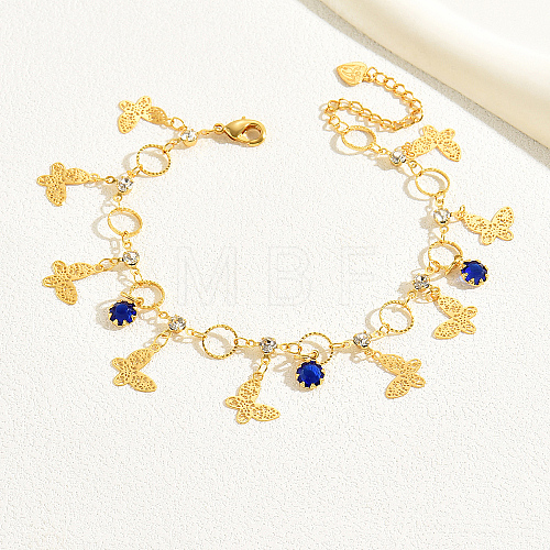 Real 18K Gold Plated Vintage Butterfly Charm Anklets for Women YK1281-1