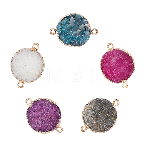 Plated Natural Druzy Agate Links Connectors G-AR0003-64-1