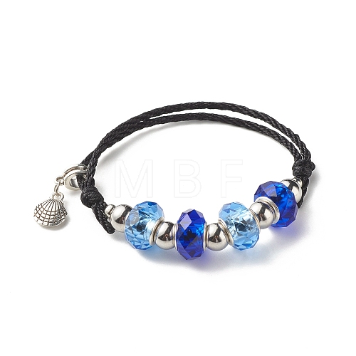 Faceted Glass European Beads Cord Bracelet BJEW-JB07035-02-1