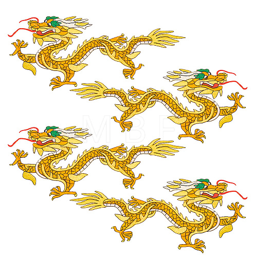 Chinese Style Dragon Computerized Embroidery Cloth Iron on/Sew on Patches PATC-WH0007-49B-1