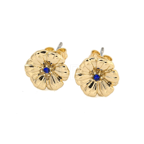 Brass Micro Pave Cubic Zirconia Ear Studs EJEW-P283-01G-09-1