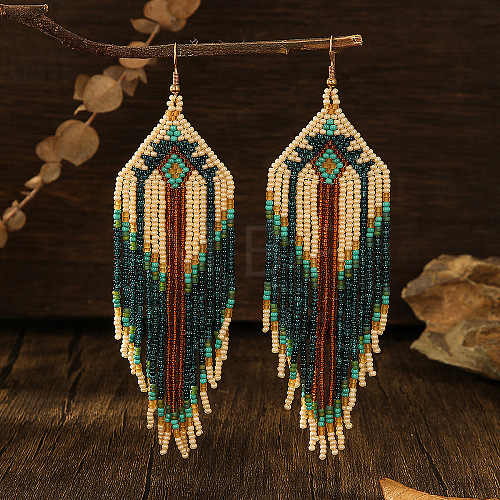 Bohemian Style Geometric Pattern Tassel Earrings for Women IA5721-1