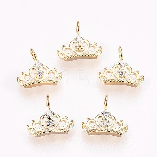 Brass Cubic Zirconia Charms X-KK-P157-32G-NF-1