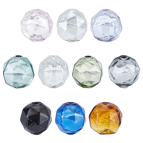   10Pcs 10 Colors Transparent Handmade Blown Glass Globe Beads GLAA-PH0002-54-1