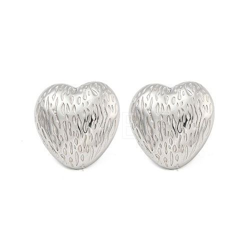 Non-Tarnish Heart 304 Stainless Steel Ear Studs EJEW-L290-029P-1