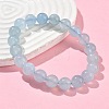 Natural Aquamarine Round Bead Stretch Bracelets for Men Women BJEW-U034-01A-02-3