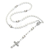 Cross & Virgin Mary Alloy Rosary Bead Necklaces NJEW-JN05123-5