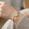 304 Stainless Steel Crystal Rhinestone Sunflower Link Bracelets for Women WGA3B67-01-2