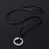 Natural Quartz Crystal Ring Pendant Necklace with Waxed Cords NJEW-R262-01A-05-3