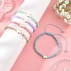 Adjustable Dyed Synthetic Turquoise Religion Cross & Ombre Effect Dyed Glass Rondelle Braided Bead Bracelets BJEW-JB14309-1