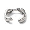 Rack Plating Brass Twist Wave Open Cuff Rings for Women X-RJEW-Q777-08P-3