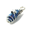 2Pcs Electroplated Natural Quartz Crystal Dyed Copper Wire Wrapped Pendants PALLOY-JF03169-02-4