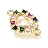 Brass Pave Cubic Zirconia Connector Charms KK-E802-15G-A-2