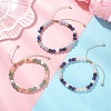 3Pcs Natural Mixed Gemstone & Shell Pearl Round Beaded Braided Bead Bracelets BJEW-JB13392-1